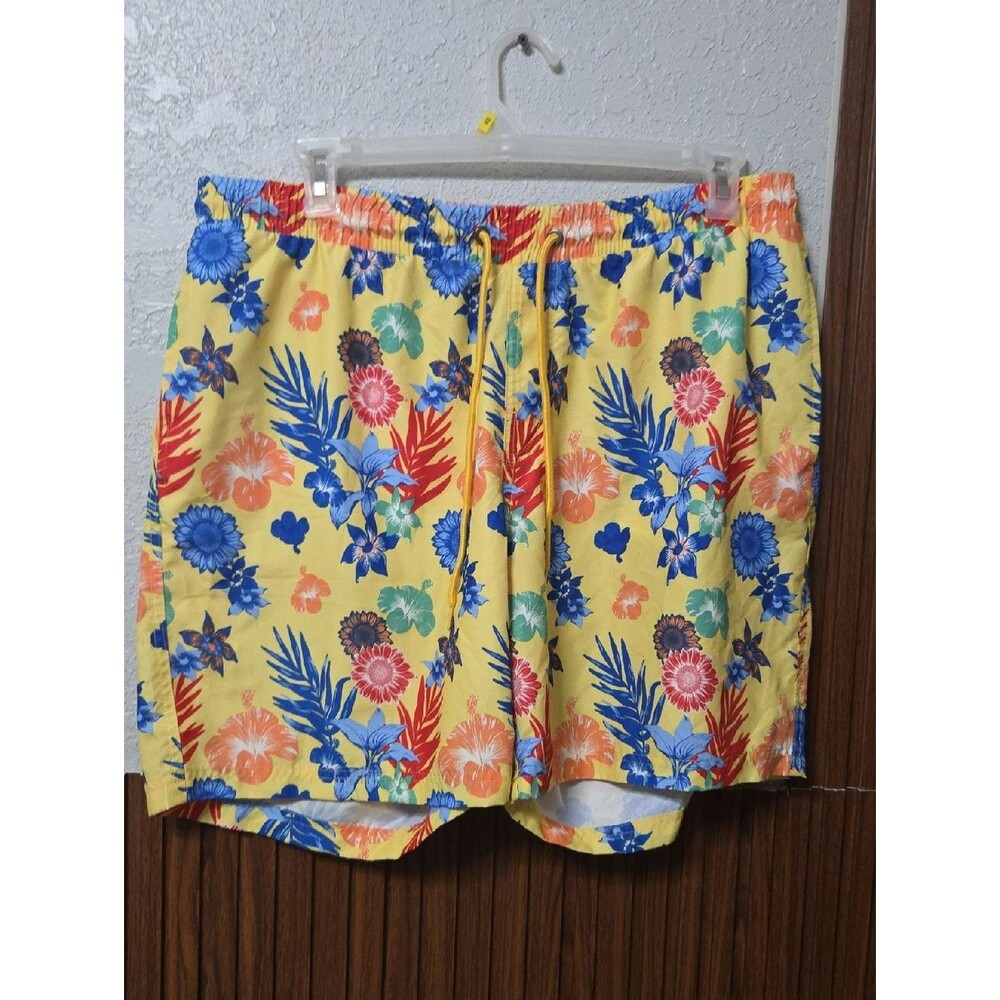 Club Room Yellow Floral & Tropical Print Swim Trunks